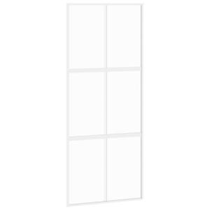 vidaXL Puerta corredera vidrio templado y aluminio blanca 9…