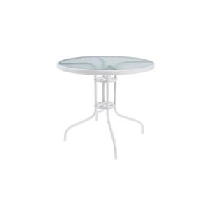 HERSIG - Mesa de Jardin Redonda de Acero y Vidrio Templado…