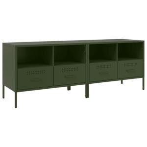 vidaXL Muebles para TV 2 Unidades Acero Verde Oliva 68x39x5…