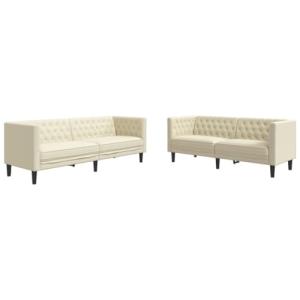 vidaXL Juego de sofás Chesterfield 2 Piezas Cuero sintético…