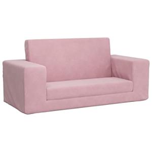 vidaXL Sofá Cama para niños de 2 plazas Felpa Suave Rosa