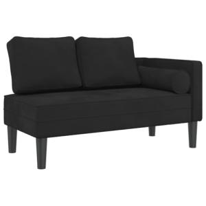 vidaXL Sofá diván con Cojines Terciopelo Negro, Chaise Long…