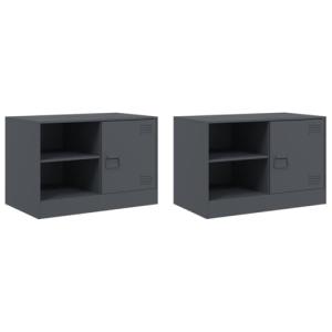 vidaXL Muebles para TV 2 Unidades Acero Gris Antracita 67x3…