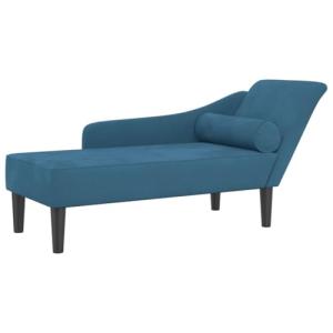 vidaXL Sofá diván con Cojines Terciopelo Azul, Chaise Longu…