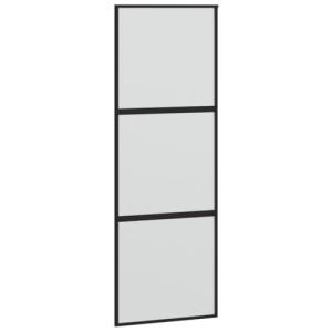 vidaXL Puerta corredera vidrio templado y aluminio negra 76…
