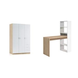 Habitdesign Armario Ropero de Tres Puertas y Tres Cajones,…