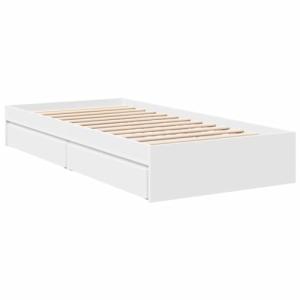 vidaXL Cama con cajones Madera de ingeniería Blanca 90x190…