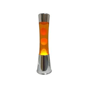 Fisura - Lámpara de lava naranja. Base plateada cromada, lí…