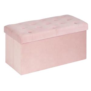 Bonlife Taburete de Almacenamiento Plegable de Franela Baul…