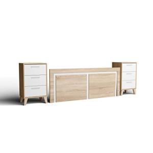 Buyqualia Cabecero para Cama y Dos mesitas de Noche (Pata A…