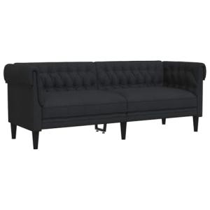 vidaXL Sofá Chesterfield de 3 plazas Tela Negro