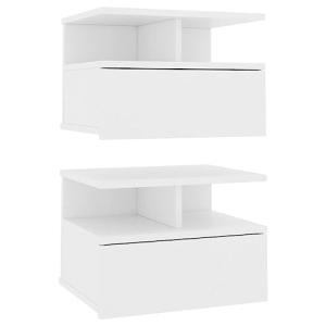 vidaXL 2X Mesitas Noche Flotante Contrachapada Mobiliario H…