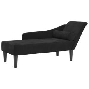 vidaXL Sofá diván con Cojines Terciopelo Negro, Chaise Long…