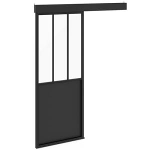 IDMarket - Kit puerta corredera de 83 cm de metal   MDF con…