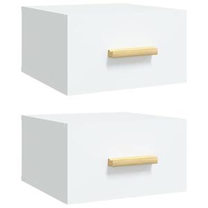 vidaXL 2X Mesitas de Noche de Pared Flotante Mueble Cajón A…
