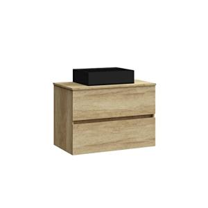 BAIKAL Mueble de Baño Onyx Black, 2 cajones, suspendido en…