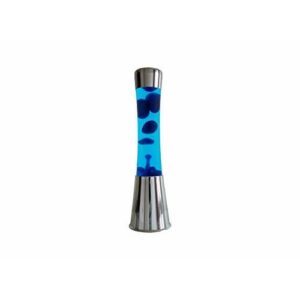 Fisura - Lámpara de lava azul. Base plateada cromada, líqui…
