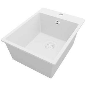 PRIMAGRAN Fregadero Cocina Todo Blanco 38x50cm, Granito 1 S…