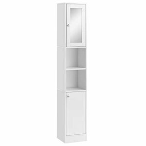 kleankin Armario Alto para Baño con Espejo Mueble Columna d…