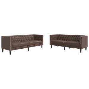 vidaXL Juego de sofás Chesterfield 2 Piezas Cuero sintético…