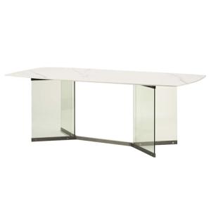 HABITMOBEL Mesa Comedor MARMOL Cristal Melina 200x100x75 CM