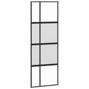 vidaXL Puerta corredera vidrio templado y aluminio negra 76…