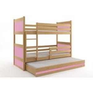 Cama Triple Rico Para Niños 190 x 80 PINO/Rosa   colchones…