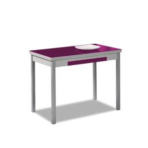 ASTIMESA Alas Cristal Mesa de Cocina, Metal, Berenjena, 100…