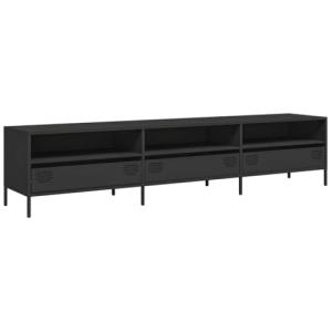 vidaXL Mueble para TV Acero Laminado en frío Negro 202x39x4…