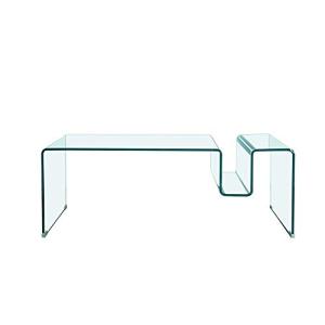 HABITMOBEL Mesa de Centro Cristal Curvado con revistero 120…