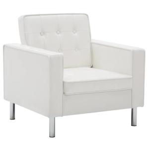 vidaXL Sillón Tapizado Piel Sintética Blanco 75x70x75cm Mob…