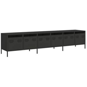 vidaXL Mueble para TV Acero Laminado en frío Negro 202x39x4…