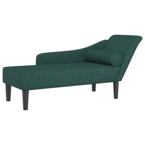 vidaXL Sofá diván con Cojines Tela Verde Oscuro, Chaise Lon…