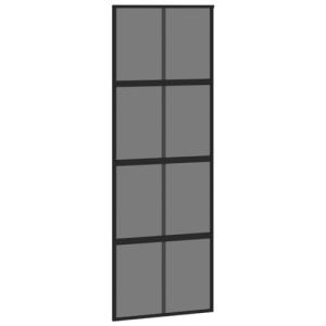 vidaXL Puerta corredera vidrio templado y aluminio negra 76…