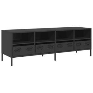 vidaXL Mueble para TV Acero Laminado en frío Negro 135x39x4…