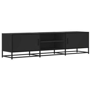 vidaXL Mueble de TV Madera de ingeniería y Metal Negro 160x…