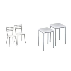 ASTIMESA SCRRBL Dos sillas de Cocina, Metal, Blanco, Altura…