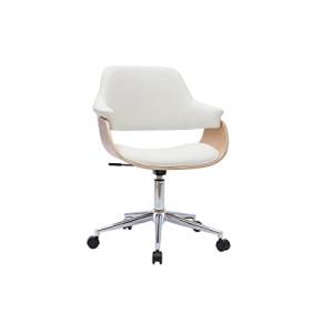 Miliboo - Silla de oficina con ruedas, diseño blanco, mader…