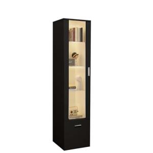 Joiemebi Vitrina LED con Puerta Y Estantes de Cristal, Luce…