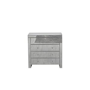 Cómoda con espejo de 4 cajones con asas de cristal, mueble…