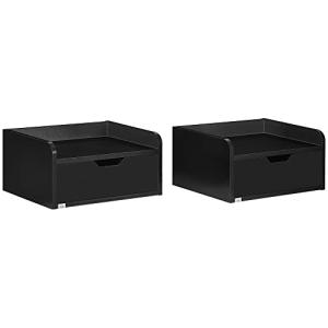 HOMCOM Set de 2 Mesillas de Noche de Pared Mesitas de Noche…