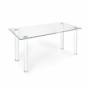 HomeSouth duehome Mesa de Comedor Blanca, Mesa de Cristal p…