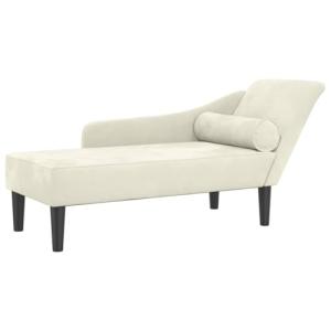 vidaXL Sofá diván con Cojines Terciopelo Crema, Chaise Long…