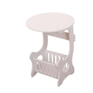 MAGICLULU Mesa Auxiliar Redonda Blanca Mini con Estante par…