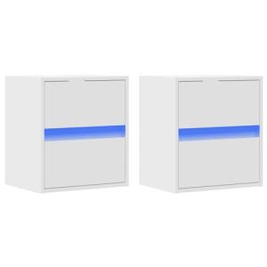 vidaXL Mesitas de Noche de Pared con Luces LED 2 Unidades B…