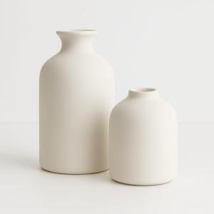 Pack 2 Jarrones Decorativos Cerámica Blanco Minimalista Est…