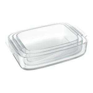 Relaxdays Bandejas de Horno, Set de 3, Fuentes Cristal Rect…