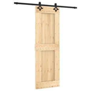 vidaXL Puerta corredera con herrajes madera maciza de pino…