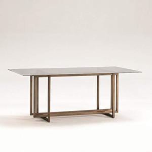 HABITMOBEL Mesa Comedor 190X100X75 Cristal/Metal Dorado