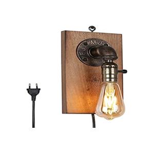 BarcelonaLED Aplique de Pared Vintage Industrial Madera Asa…